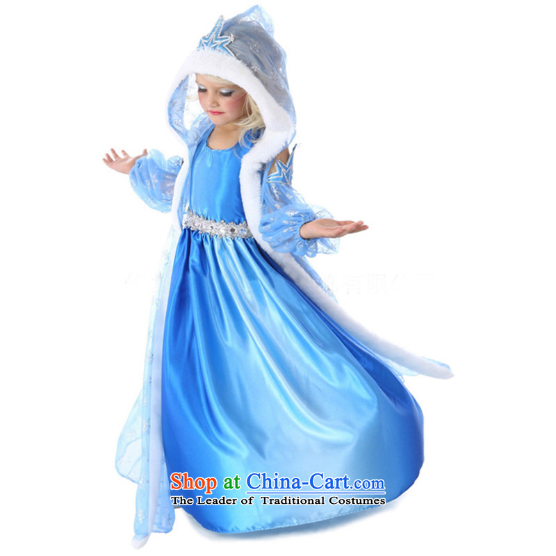 New Year gift of snow and ice girls skirt elsa dresses Christmas Maomao collar Aisha Princess skirt show services dress skirt costumes split three piece + silver crown 3 piece set in accordance with the (100 140) has been pressed on yibaigou Shopping