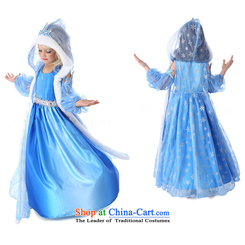 New Year gift of snow and ice girls skirt elsa dresses Christmas Maomao collar Aisha Princess skirt show services dress skirt costumes split three piece + silver crown 3 piece set in accordance with the (100 140) has been pressed on yibaigou Shopping