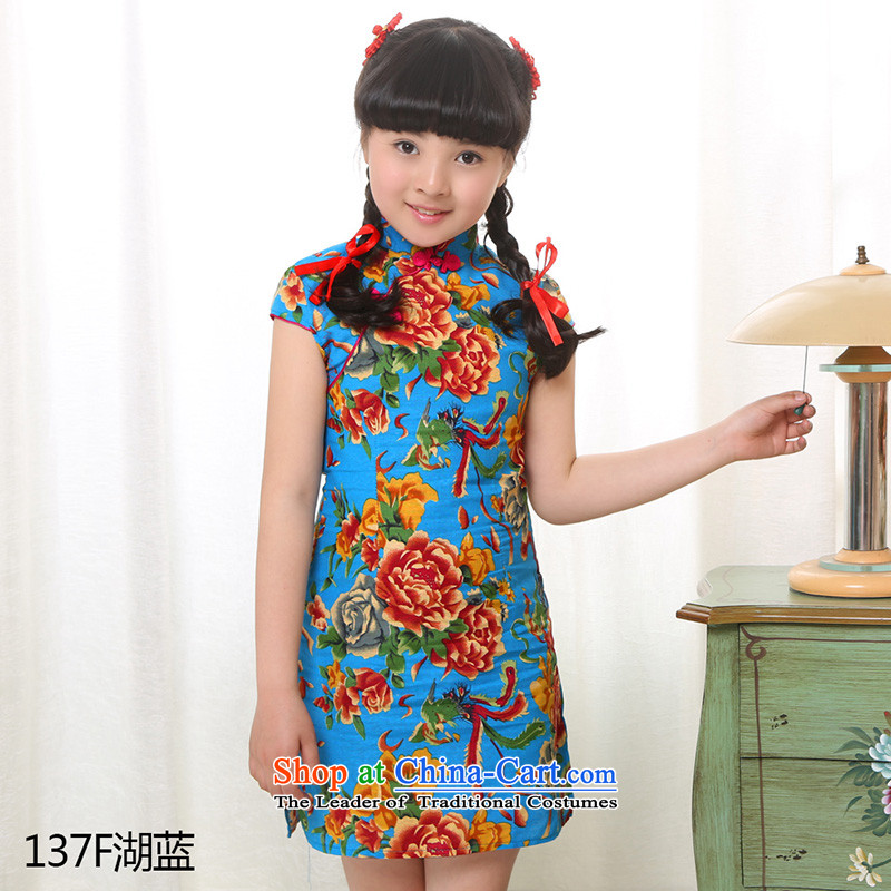 Beautiful dolls Soo children by 2015 girls qipao summer new cotton linen dresses Tang Dynasty Show 137F skirt Green 150, beautiful doll-soo (liangliwawaxiu) , , , shopping on the Internet
