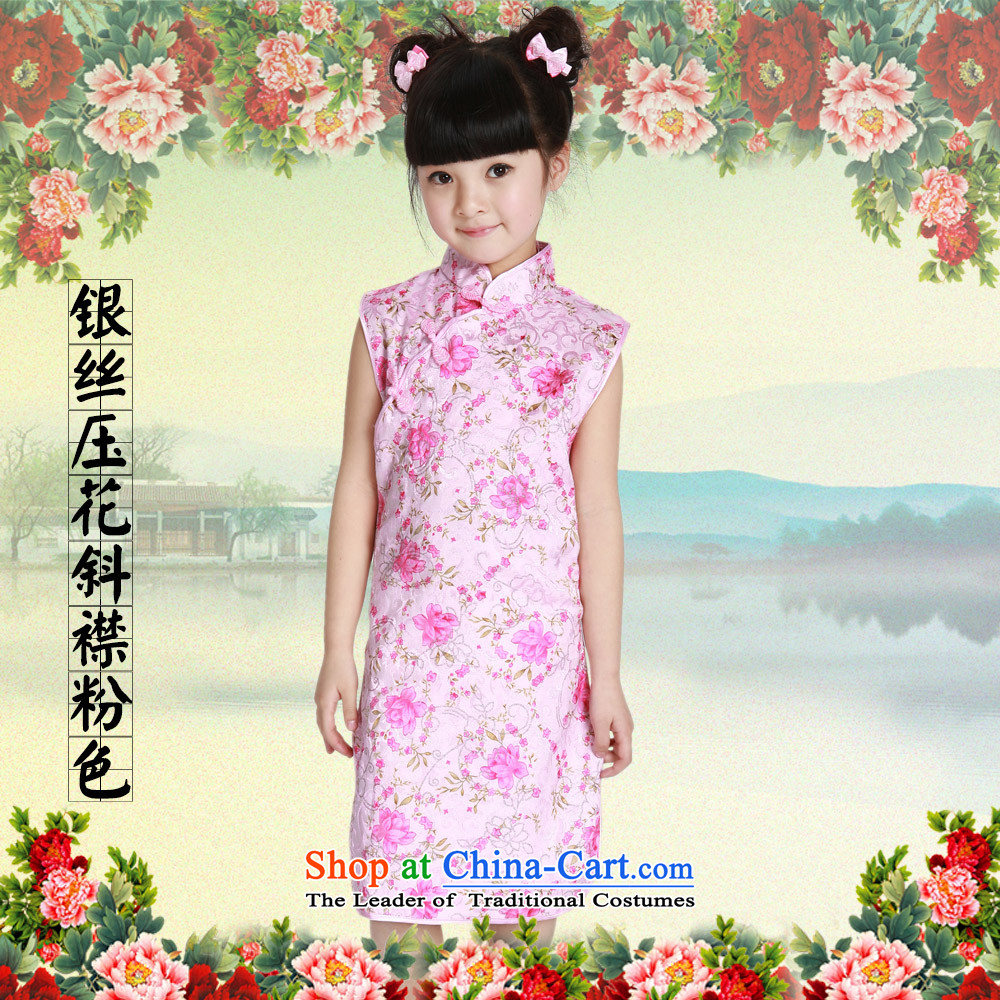Beautiful dolls Soo children by 2015 girls qipao summer new stretch days silk and cotton Tang Dynasty Show dress A skirt silver embossing ramp up pink 140 pictures, prices, brand platters! The elections are supplied in the national character of distribution, so action, buy now enjoy more preferential! As soon as possible.