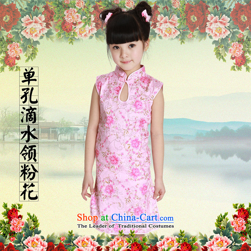 Beautiful dolls Soo children by 2015 girls qipao summer new stretch days silk and cotton Tang Dynasty Show dress A skirt silver embossing ramp up pink 140 beautiful doll-soo (liangliwawaxiu) , , , shopping on the Internet