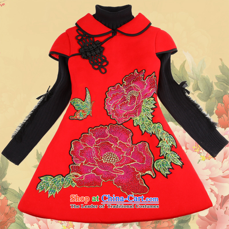 Beautiful dolls Soo-Tang dynasty children for winter girls New Year Concert Dress Shirt thoroughly skirt qipao folder under My 1301) the icing on the beautiful 120-130 doll-soo (liangliwawaxiu) , , , shopping on the Internet