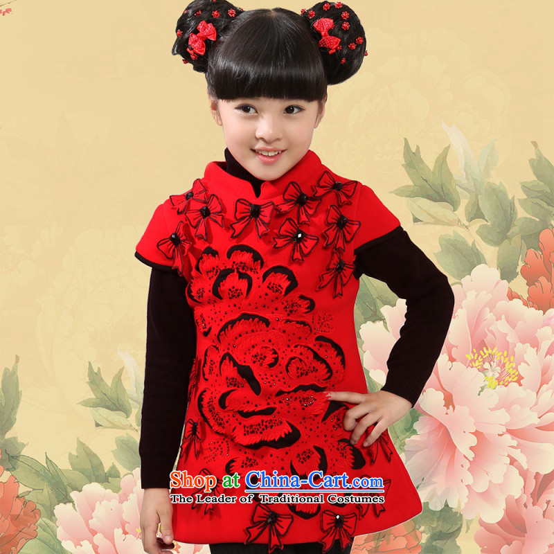 Beautiful dolls Soo-Tang dynasty children for winter girls New Year Concert Dress Shirt thoroughly skirt qipao folder under My 805_ and contemptuous of flowers 140