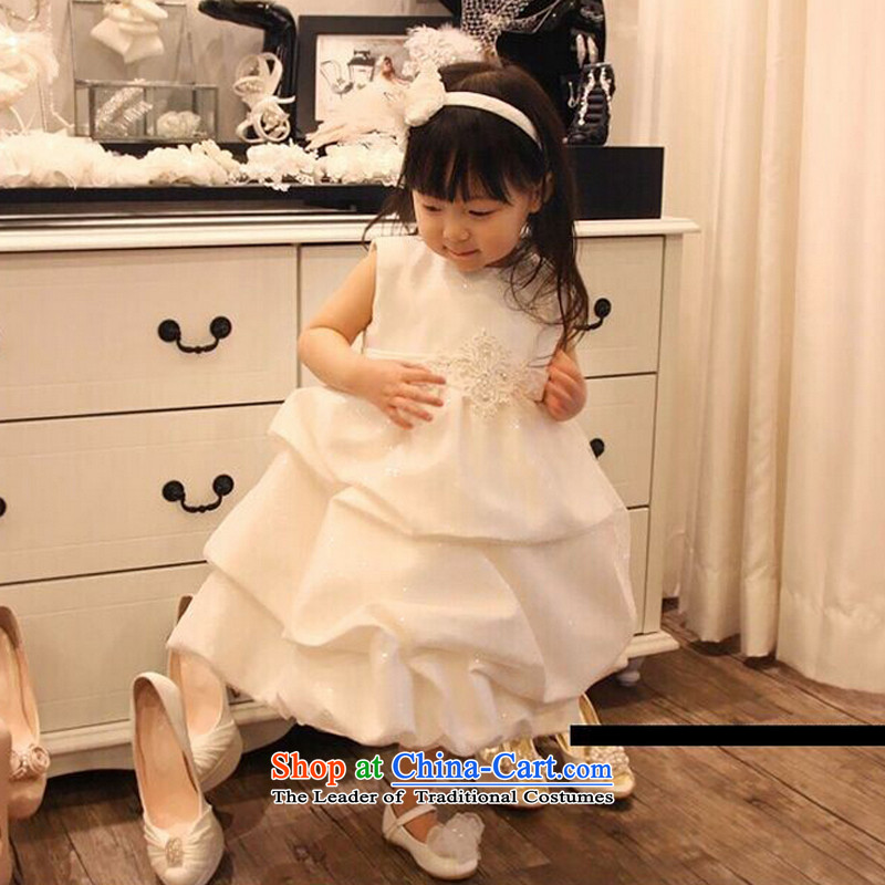 With the Chinese girls will dress children wedding flower girl children's wear dresses bon bon princess skirt white 90 children have Monogatari (wuyouwuyu) , , , shopping on the Internet