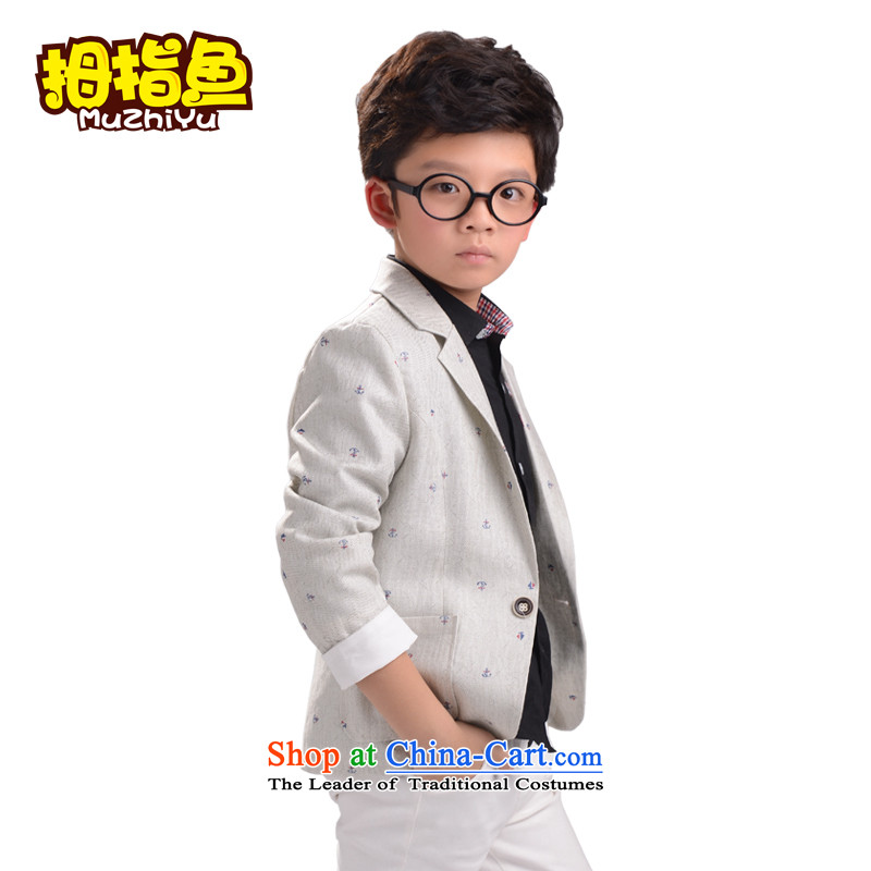 Thumb spring fish children suits boy hip little children Korean suit CUHK jacket show services beige 160