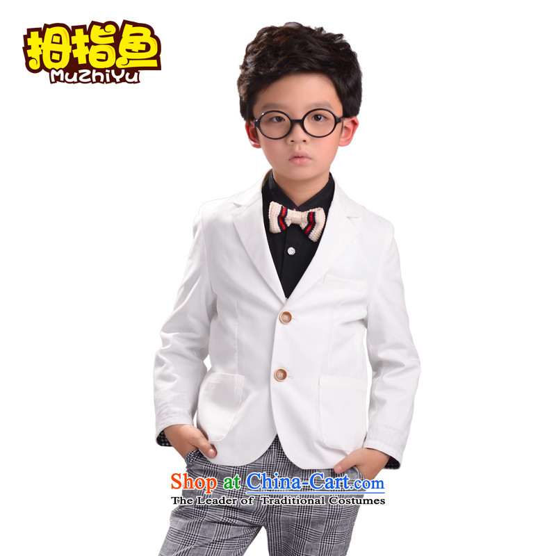 Thumb spring fish new small boy children suits small white suit CUHK child jacket Flower Girls dress White?160