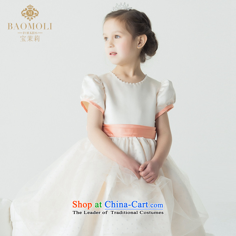 Po Jasmine children's wear children's entertainment services flower girls wearing princess skirt girls dress dances to bubble pocket pearl tie point dress L15001010 champagne color and size - 5 Days Custom Shipping, the Jasmine (BAOMOLI) , , , shopping on