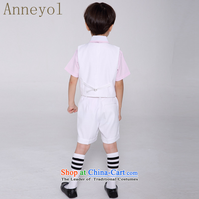 Children's dress boy dress Kit 100 days your baby is fitted to suit, a flower girls suits kit shirt + White Horse a toner + white shorts + Tip tie 140-optimized Anne anneyol) , , , shopping on the Internet
