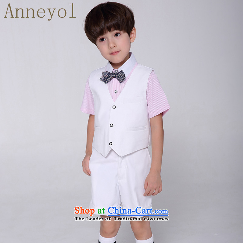 Children's dress boy dress Kit 100 days your baby is fitted to suit, a flower girls suits kit shirt + White Horse a toner + white shorts + Tip tie 140-optimized Anne anneyol) , , , shopping on the Internet