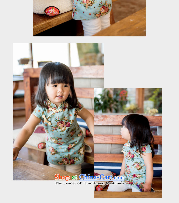Child Lok Wei spring and summer new child qipao Tang dynasty girls short-sleeved dresses arts fan cotton linen dress suits your baby Chinese Antique 120 pictures, prices, brand platters! The elections are supplied in the national character of distribution, so action, buy now enjoy more preferential! As soon as possible.