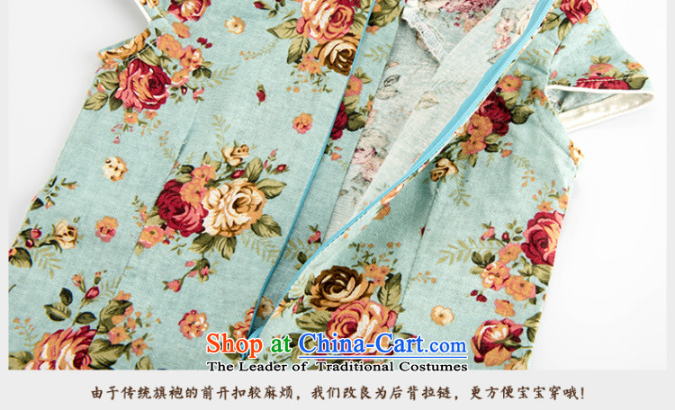 Child Lok Wei spring and summer new child qipao Tang dynasty girls short-sleeved dresses arts fan cotton linen dress suits your baby Chinese Antique 120 pictures, prices, brand platters! The elections are supplied in the national character of distribution, so action, buy now enjoy more preferential! As soon as possible.