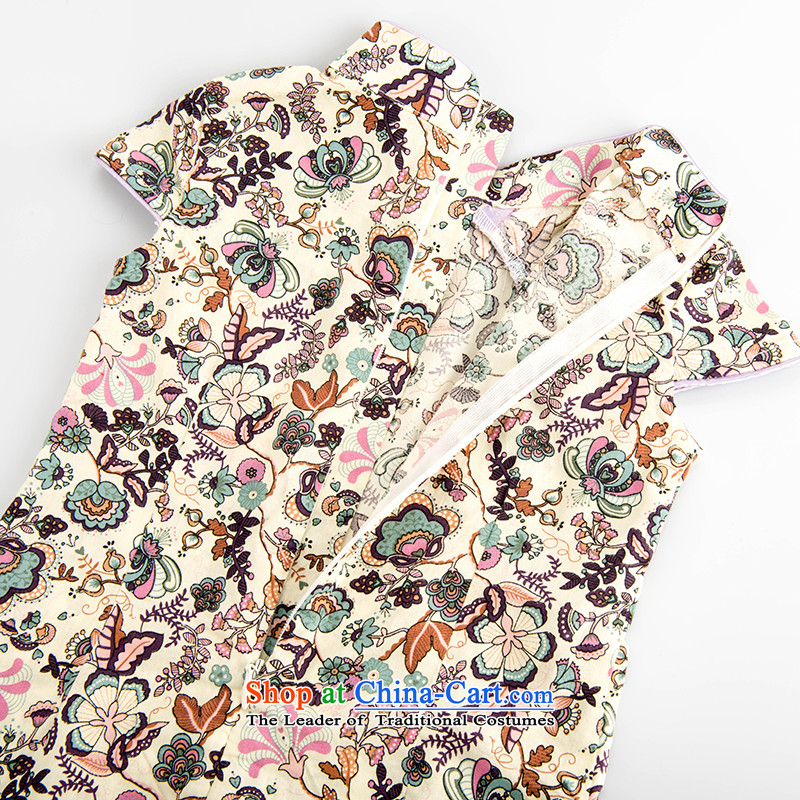 Child Lok Wei spring and summer children qipao Tang dynasty small saika girls short-sleeved dresses Chinese literature and art nouveau pure cotton dress suit 110 child baby Lok Wei (tonglehui) , , , shopping on the Internet