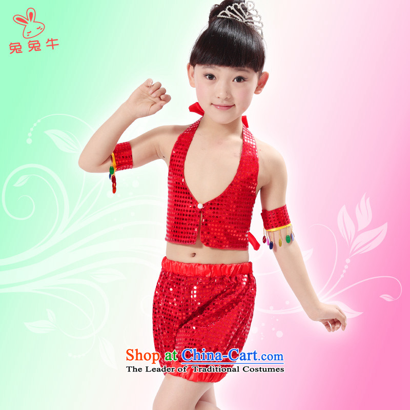 Rabbit and cow costumes girl children dance skirt children dance modern vest on early childhood services based service men show black and silver and cattle has been pressed and 130cm, shopping on the Internet