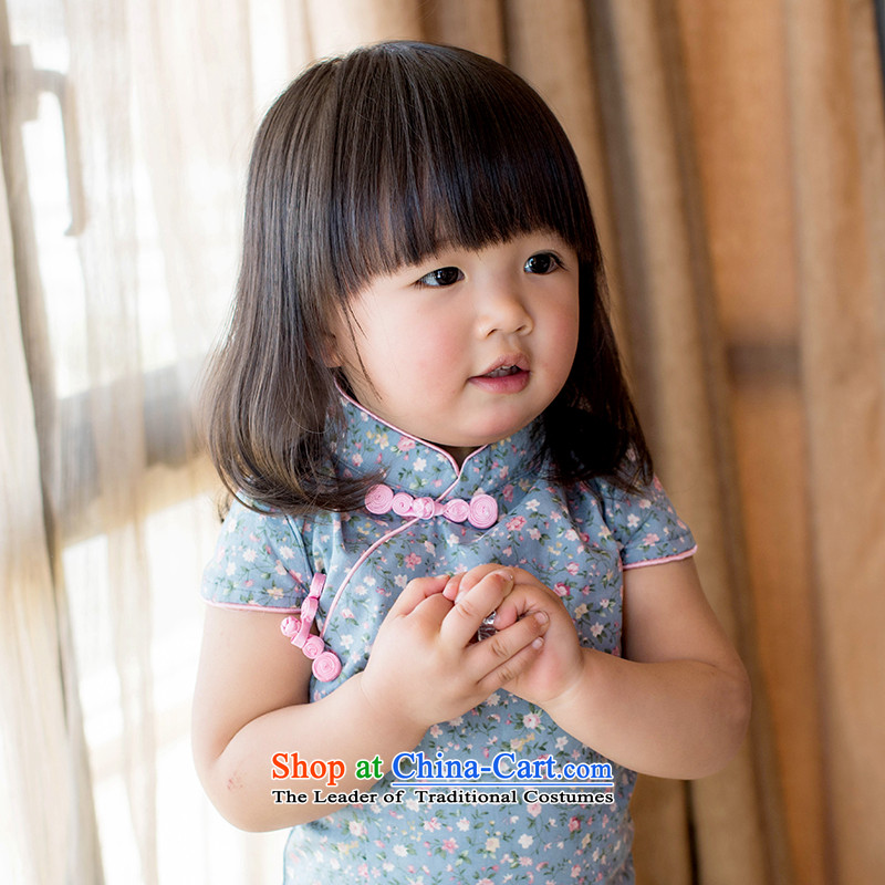 Child Lok Wei spring and summer, children Tang dynasty qipao girls short-sleeved dresses pure cotton saika China wind retro baby suit 120 girls skirts Lok Wei (tonglehui) , , , shopping on the Internet