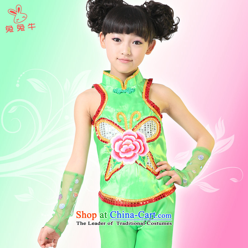 Rabbit and cattle children dance folk dance will dress girls costumes and early childhood stage costumes and rabbit cattle 130cm, yellow , , , shopping on the Internet