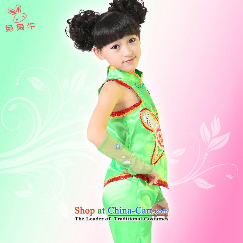 Rabbit and cattle children dance folk dance will dress girls costumes and early childhood stage costumes and rabbit cattle 130cm, yellow , , , shopping on the Internet