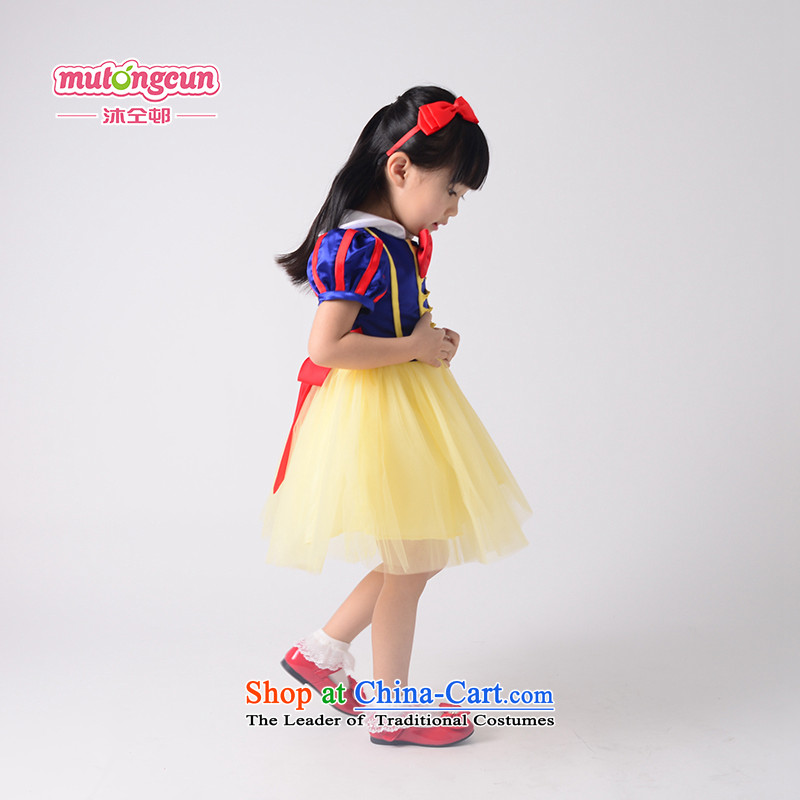 Bathing in the estate of the colleagues of the girl child and of children's wear skirts will dress short-sleeved snow white dress children dress bon bon skirt hosted a dinner dress dresses cosplay figure 130cm grants red hairbands and adjust the ribbon, w