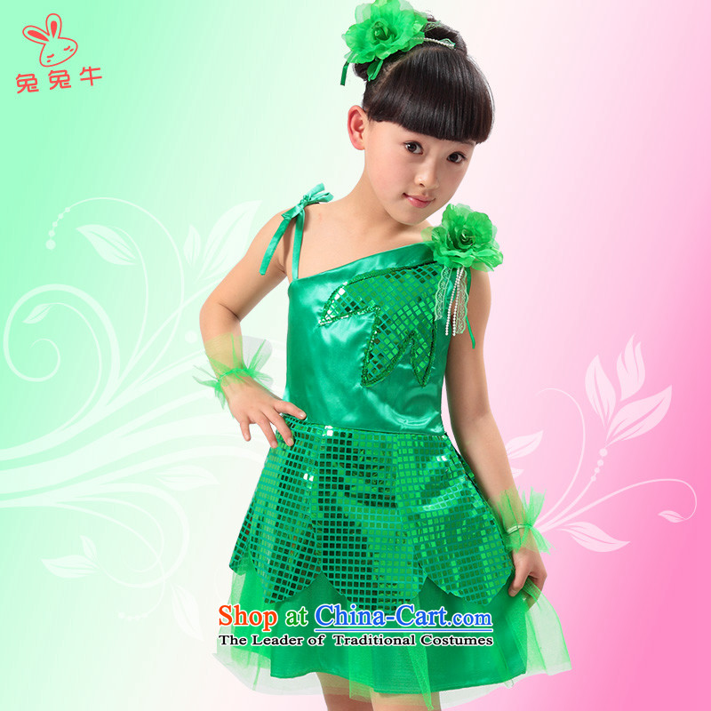 Rabbit and cattle children dance skirt girls Latin dance show services to Head Ornaments jewelry dresses dance performances and rabbit 160 blue dress n , , , shopping on the Internet