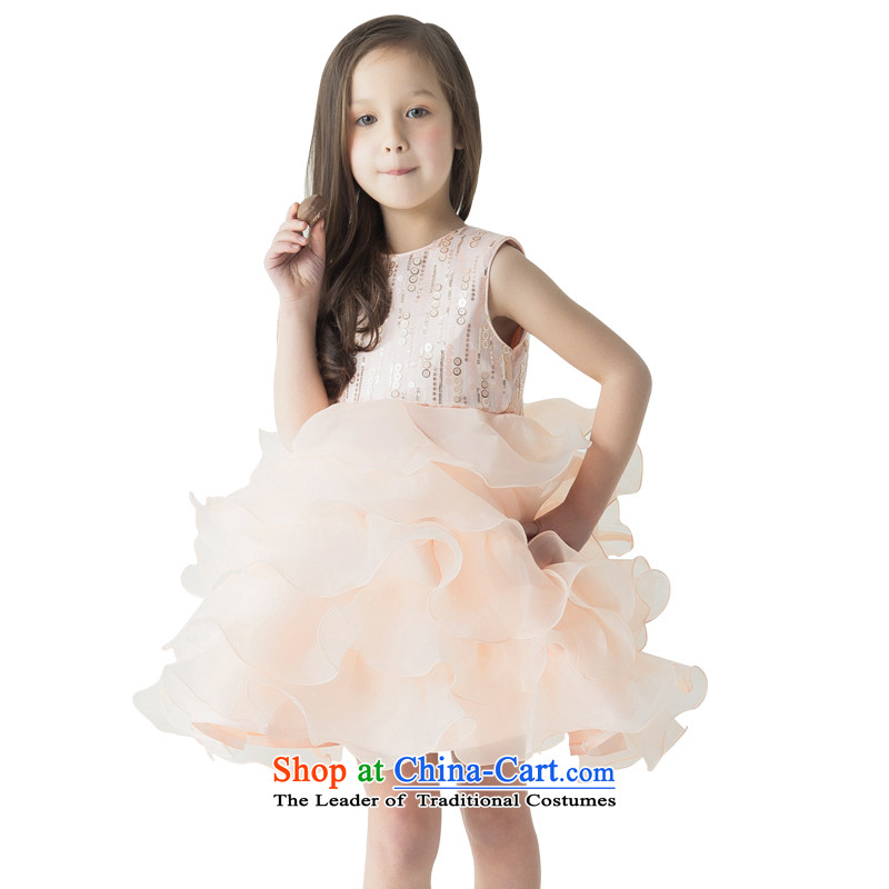 Jasmine 2015 New Po Children dress princess skirt dress small red dress girls show services Flower Girls custom toner Orange?140 - chest 74 Custom_