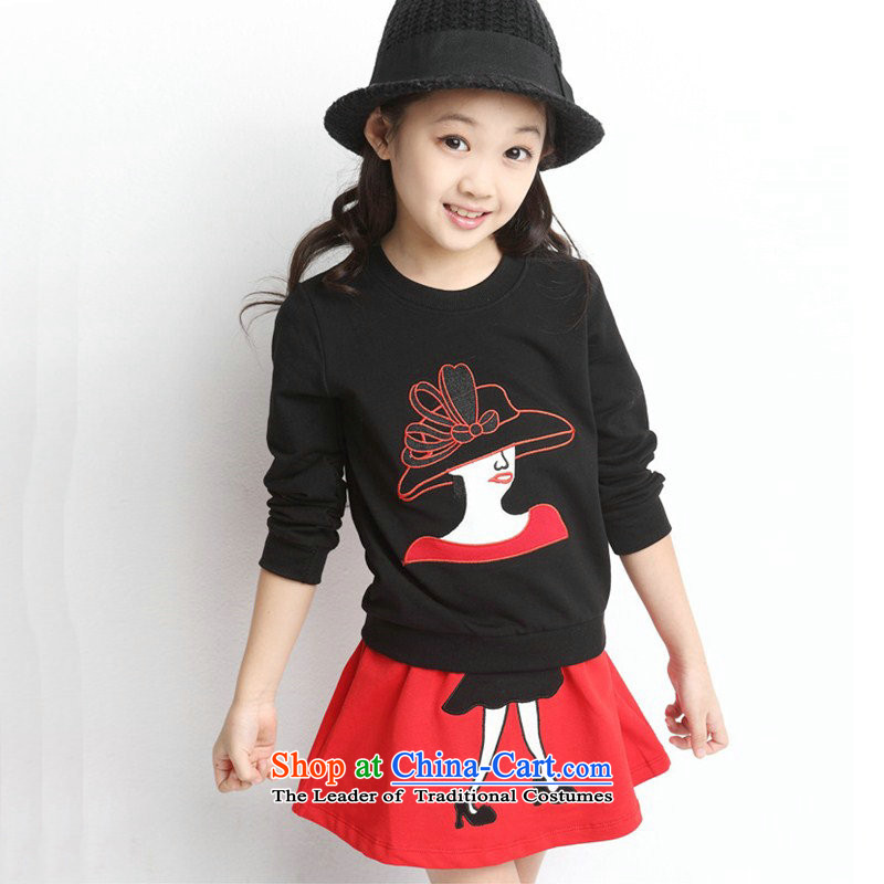 The girl child Dress Shirt + Princess skirts children dresses 2015 new children's wear will fall of black 150 yard 140cm, height dimension to yoga recommendations (VINIKAVEN) , , , shopping on the Internet
