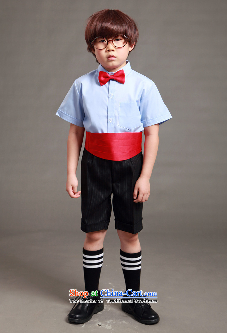 The boy short of dress Kit Flower Girls in trousers shorts summer performances streaked with black trousers, white ground blue short-sleeved shirt pink with girdles blue collar short-sleeved shirt + black bars in trousers 150 (SPOT) Picture, prices, brand platters! The elections are supplied in the national character of distribution, so action, buy now enjoy more preferential! As soon as possible.