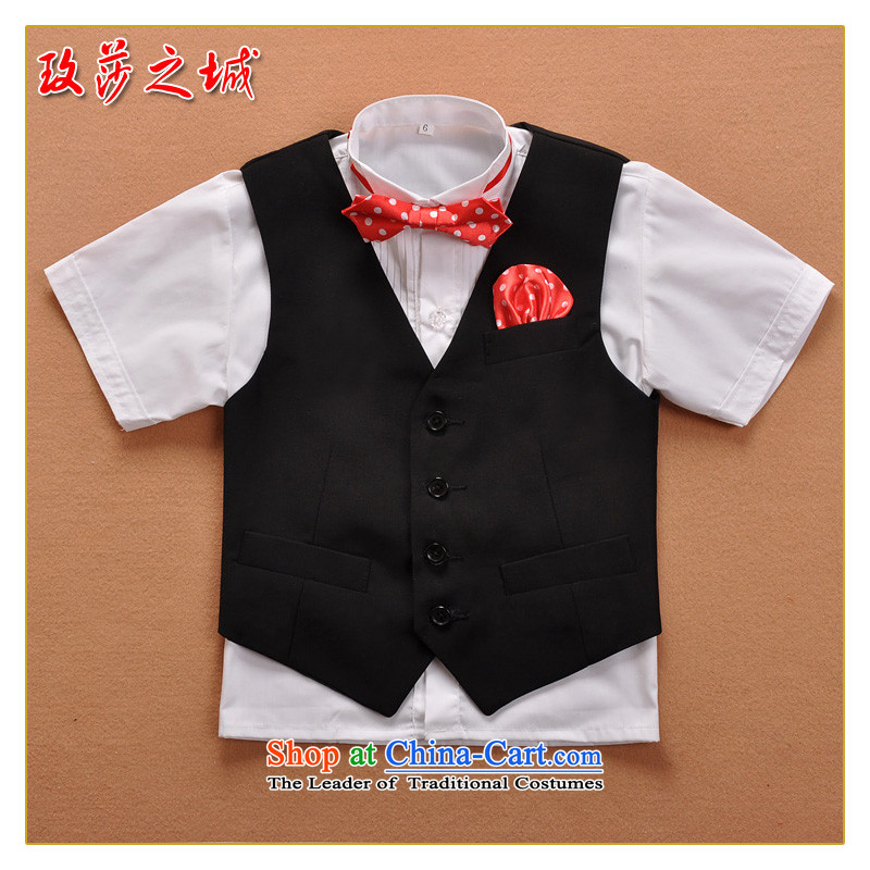 The boy dress Kit School Section 61 children show competition shorts dress male Flower Girls summer black dress, a white shirt, black black trousers, black spot), the Mona Lisa 150 (City shopping on the Internet has been pressed.