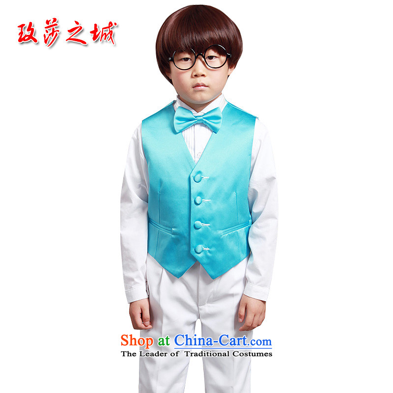 The boy, a show of dress with male Flower Girls wedding, a reflective of the import blue vest color Dordoi customizable blue 150 _Spot_