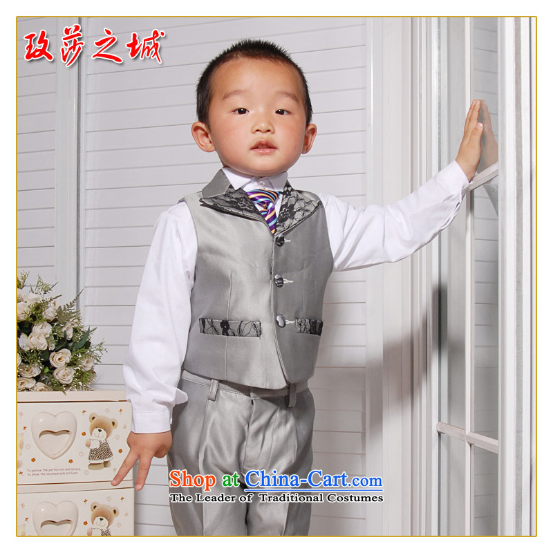 Kids gray vest Korean Kampala shoulder lapel lace small vest with silver hosted a concert 3, a silver gray ) in Sha 150 (spot of city shopping on the Internet has been pressed.