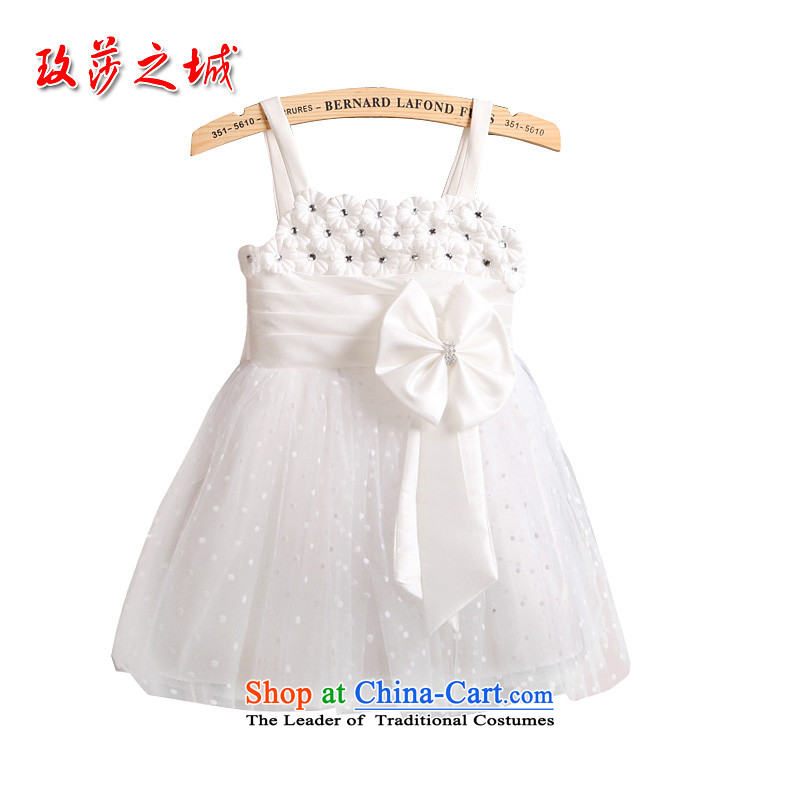 White humorous student activities show the princess skirt skirt wedding flower girls serving white petals with shoulders with the super star ribbons White gauze 140