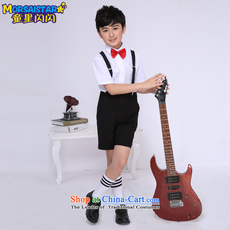 Children will serve student performances choral clothing autumn long-sleeved clothing boy children dance Flower Girls dress C black trousers, white long-sleeved 6 + 140 piece kit Tong Xing (MORSAISTAR glittering shopping on the Internet has been pressed.)