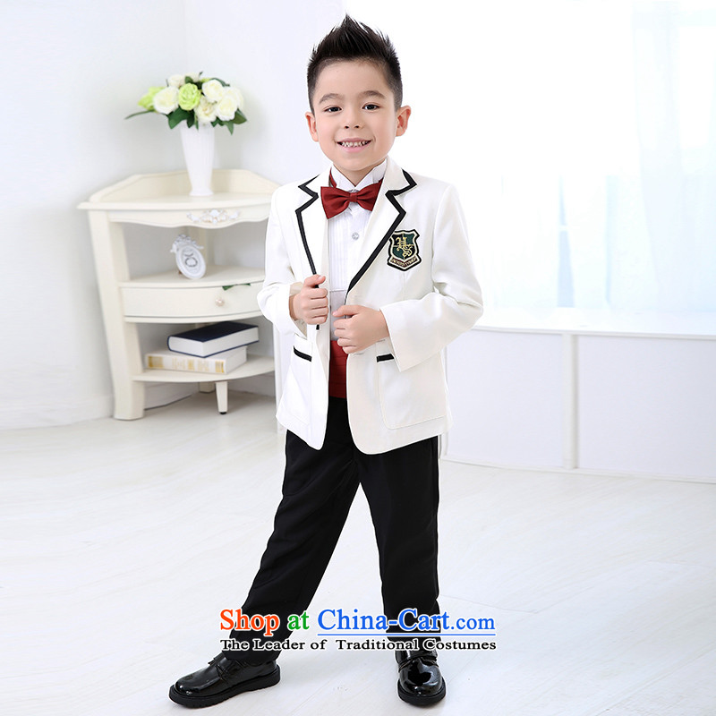 The workshop on yi Flower Girls dress boy small white suit kit flower girls and children's wear dresses Flower Girls dress Male dress autumn and winter, 5 Piece White 140 Yi Mano Square shopping on the Internet has been pressed.