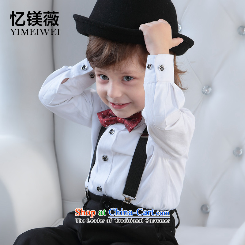 Recalling that the disarmament of age infant and child dresses Ng Chun-baby out costumes and children gentleman kit boy children dress upscale white long-sleeved black trousers with wave point Tie 4 Piece?110-120 recommendation 8 code