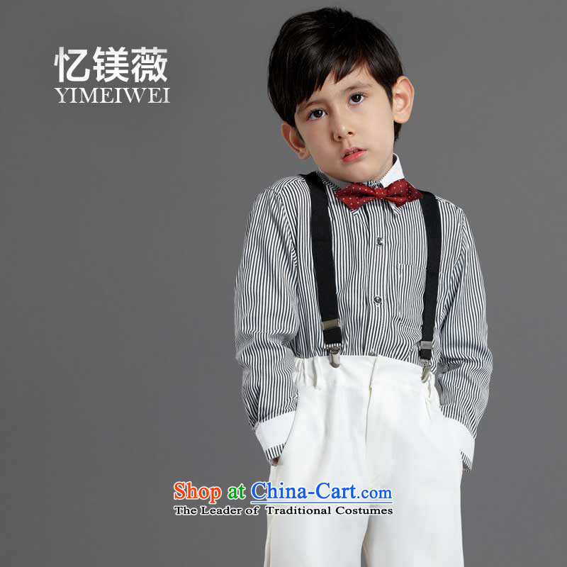 Recalling that disarmament Ms Audrey EU children piano school choir uniforms to the boy Flower Girls dress prince gentleman Kit Summer Children strap kit with long-sleeved black stripes white trousers?recommendation 16 Code 150 - 160131