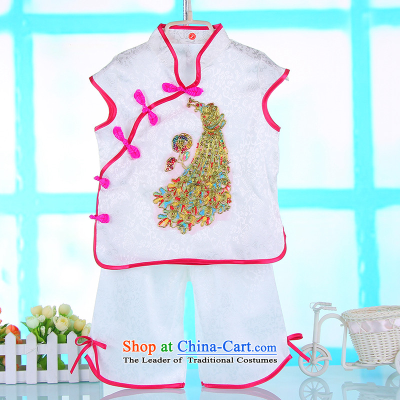 Summer 2015 new products Tang dynasty, short-sleeved children Kit China wind girls under the age of your baby dress two kits White 110