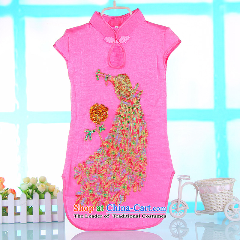 Children's Wear Skirts girls Princess Tang Gown cheongsam red spring and summer children's apparel girls dresses baby dress Embroidery Apron rose 140 points of Online Shopping , , , and