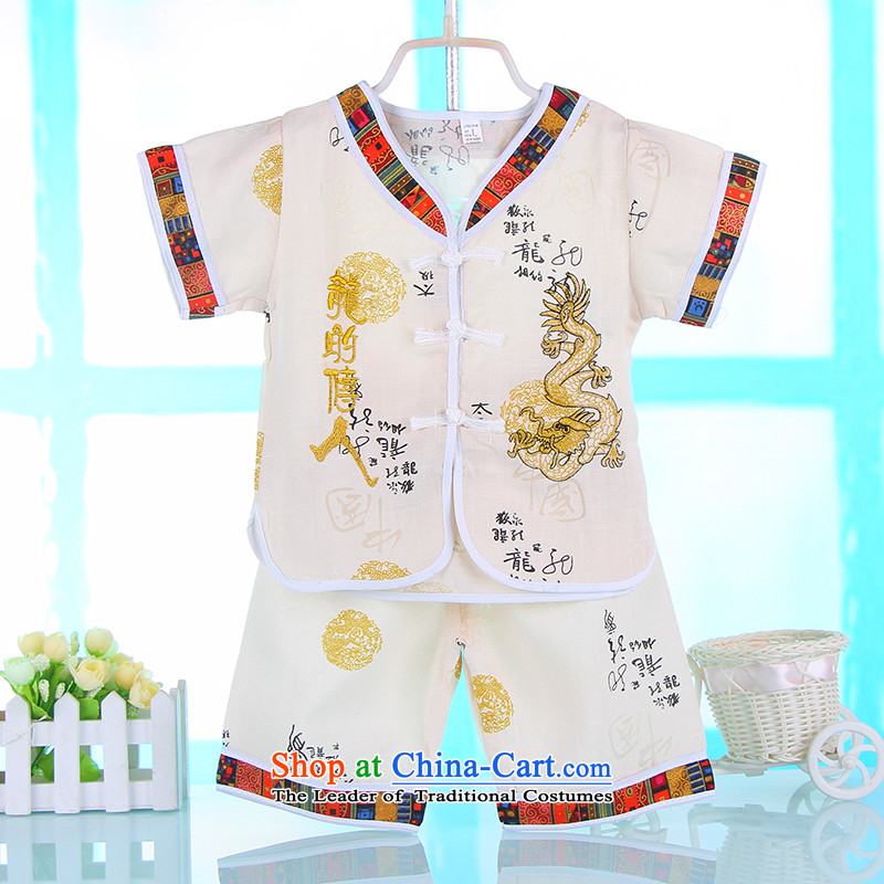 Mr Ronald new boys Tang Dynasty Chinese children with small and medium-sized child short-sleeved baby boy Tang Dynasty Package national costumes and point of 90 White , , , shopping on the Internet