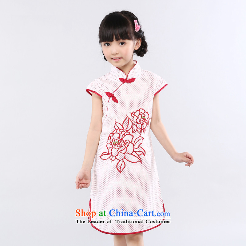 Ethernet- summer 2015 New China in size child qipao girls guqin guzheng show services lovely humorous wave point of Qipao flowers series Ethernet 150, shadow safflower Yung , , , shopping on the Internet