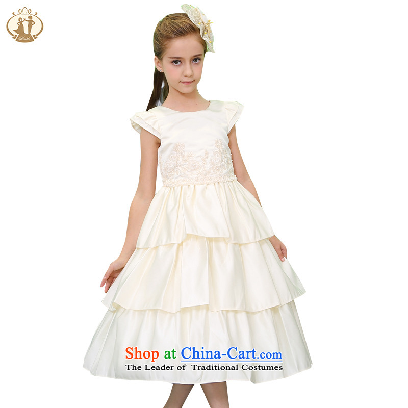 Tien Po children's wear skirts princess new 2015 girls dress wedding dress princess children skirt dress skirt dresses champagne 140cm