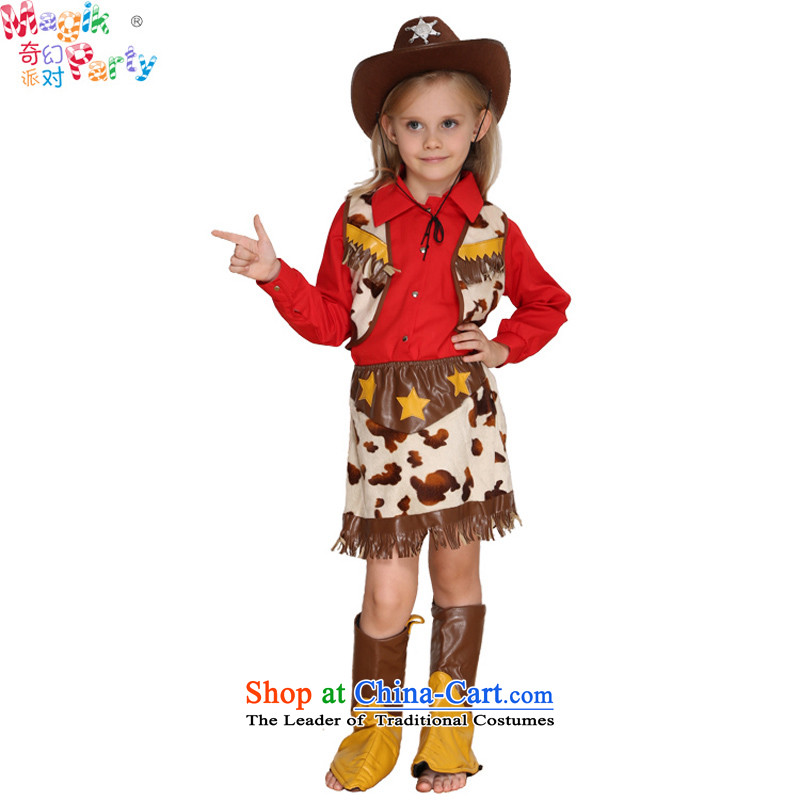 Fantasy to celebrate Children's Day to send girls costumes denim dress photography show apparel female cowboy kindergarten Sergeant Sergeant Women's clothes Cowboy Code), a 130(9-10 party (magikparty) , , , shopping on the Internet