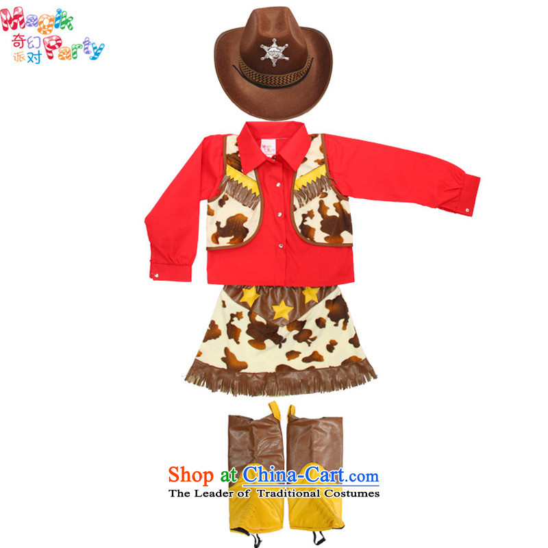 Fantasy to celebrate Children's Day to send girls costumes denim dress photography show apparel female cowboy kindergarten Sergeant Sergeant Women's clothes Cowboy Code), a 130(9-10 party (magikparty) , , , shopping on the Internet