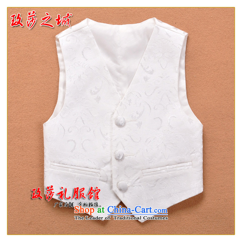 Boys School performances white jacquard waistcoat and Flower Girls wedding ceremony at shoulder children embroidery section birthday activities small vest tailored white jacquard 140 Elizabeth City has been pressed in the Online Shopping