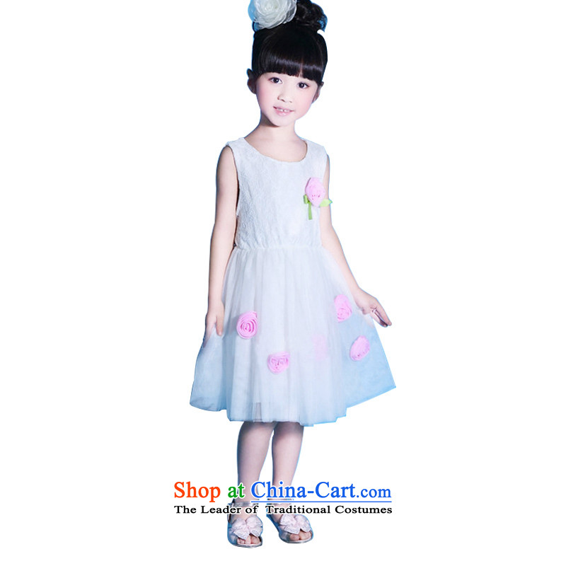 Korea?2015 Summer sheep new products pure cotton gauze lace Flower Girls Princess dress dresses? HY-0364?White?120
