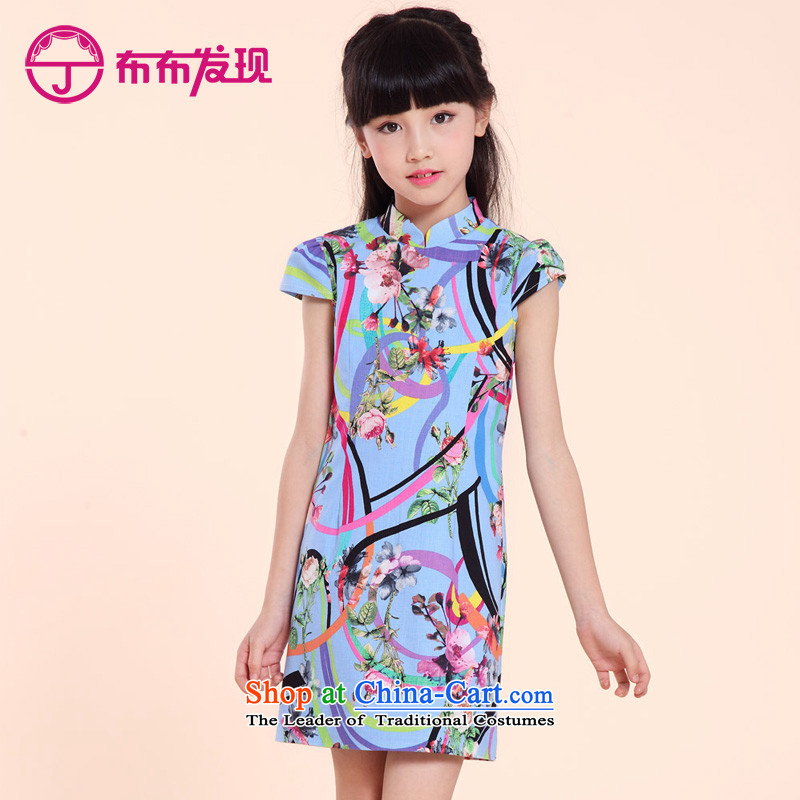 The Burkina found 2015 children's apparel cheongsam summer girls cheongsam dress cheongsam dress of CUHK child , 170, blue qipao discovery (DISCOVERY) , , , JOY shopping on the Internet