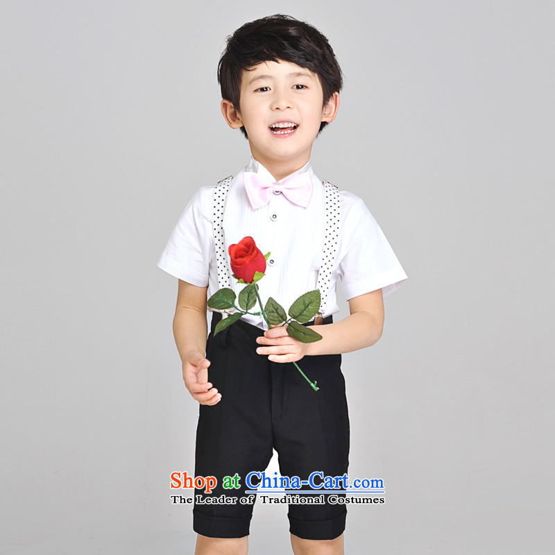 For Rabbits 610 children will boy wedding flower girls strap, graduated from the children's wear clothing short-sleeved Korean gentleman kit prince M032 spring and summer Black (qiaojiatu 140cm(135-145cm), for rabbits) , , , shopping on the Internet