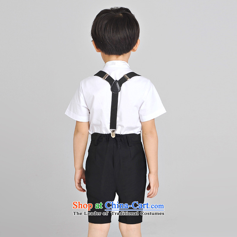 For Rabbits 610 children will boy wedding flower girls strap, graduated from the children's wear clothing short-sleeved Korean gentleman kit prince M032 spring and summer Black (qiaojiatu 140cm(135-145cm), for rabbits) , , , shopping on the Internet