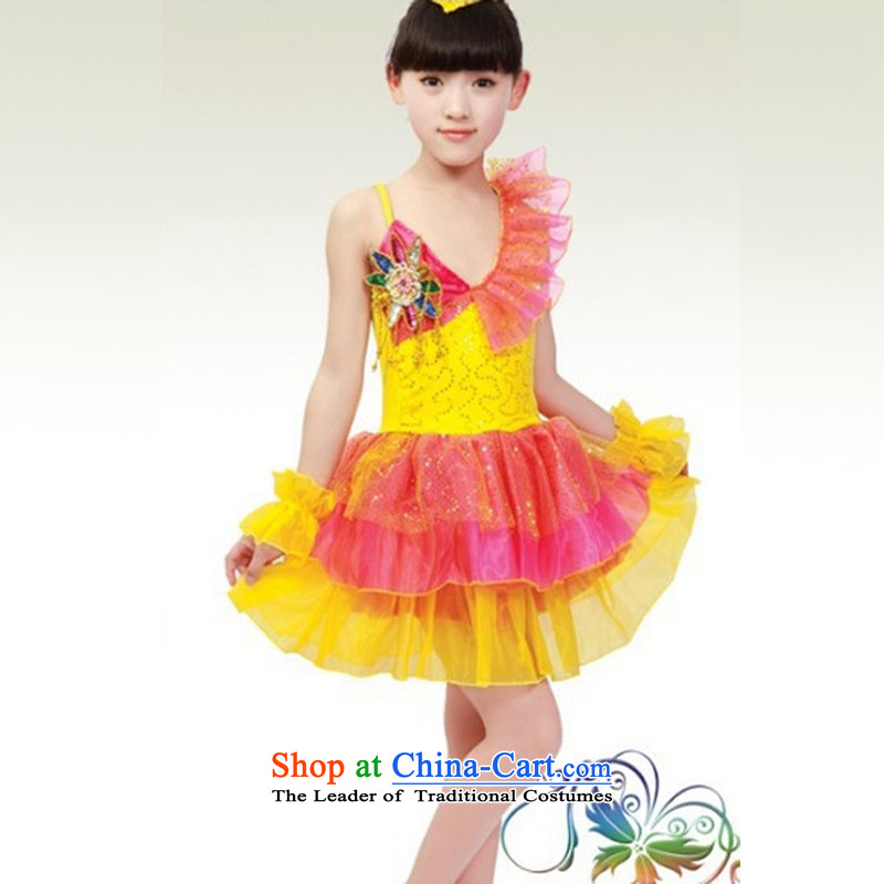 61. Children costumes LATIN DANCER on-chip performance serving girls will replace Christmas clothing yellow Christmas stands 150cm