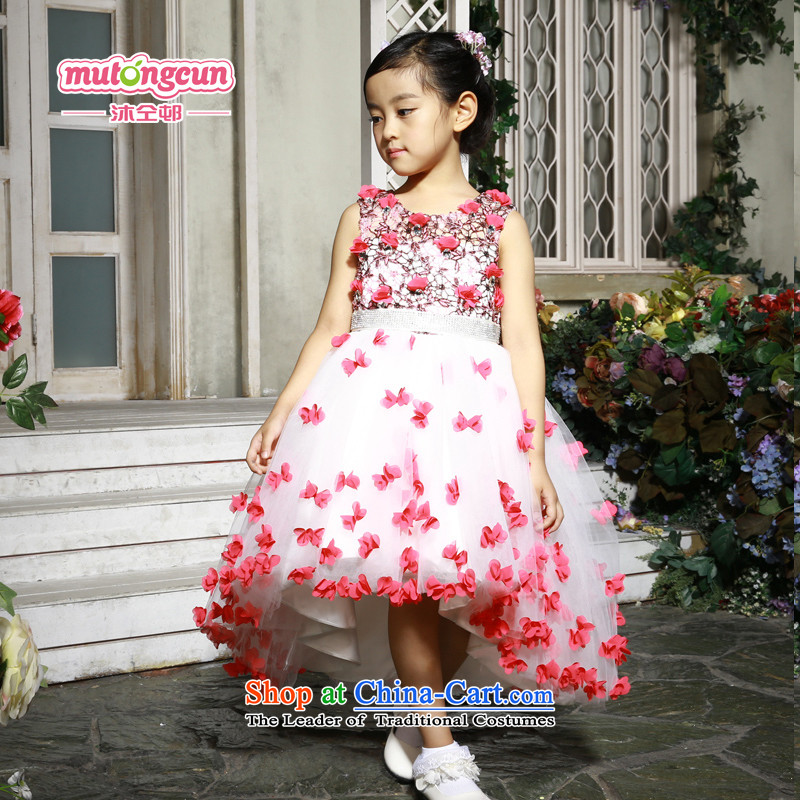 Bathing in the staff of the estate children to drag skirt dress princess wedding dress 2015 Flower Girls dress girls skirt long tail spring pink 150cm, warmly welcomes estate shopping on the Internet has been pressed.