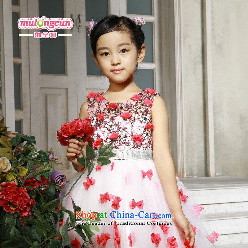 Bathing in the staff of the estate children to drag skirt dress princess wedding dress 2015 Flower Girls dress girls skirt long tail spring pink 150cm, warmly welcomes estate shopping on the Internet has been pressed.