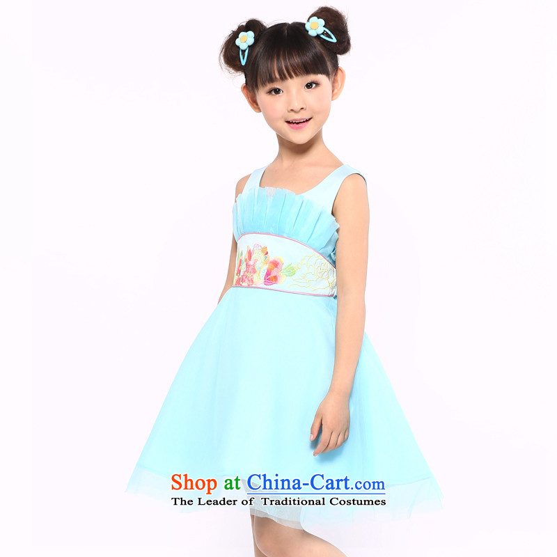 I should be grateful if you would have the girl children's wear small Wang Xia, children's wear dresses embroidered dress uniform X5299U blue 160/156-165cm/, show Wang small lotus , , , shopping on the Internet