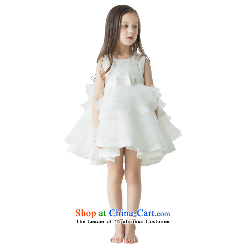 Po Jasmine children dress girls princess skirt piano dress will serve flower girl children's wear skirts dress custom autumn ivory 170 Custom_
